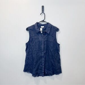 NWT Ecru linen button down tank top